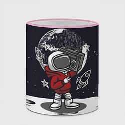 Кружка 3D Космонавт с магнитофоном, цвет: 3D-розовый кант — фото 2