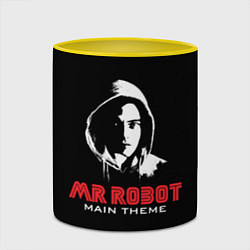 Кружка 3D MR ROBOT Хакер, цвет: 3D-белый + желтый — фото 2