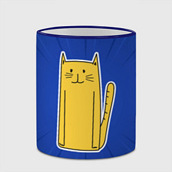 Кружка 3D Длинный желтый кот, цвет: 3D-синий кант — фото 2