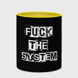 Кружка 3D FACK THE SYSTEM, цвет: 3D-белый + желтый — фото 2