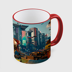 Кружка 3D Panam Cyberpunk2077 18, цвет: 3D-красный кант
