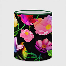 Кружка 3D Цветочный узор Floral pattern, цвет: 3D-зеленый кант — фото 2