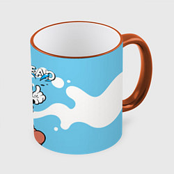 Кружка 3D Cuphead синяя чашечка, цвет: 3D-оранжевый кант