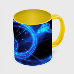 Кружка 3D Неоновый космос Neon space, цвет: 3D-белый + желтый