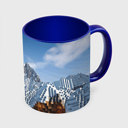 Кружка 3D Minecraft Mountains Video game, цвет: 3D-белый + синий