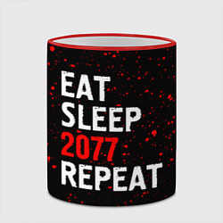 Кружка 3D Eat Sleep 2077 Repeat Краска, цвет: 3D-красный кант — фото 2