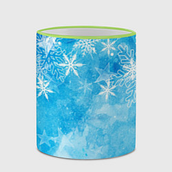 Кружка 3D Новогодние снежинки, цвет: 3D-светло-зеленый кант — фото 2
