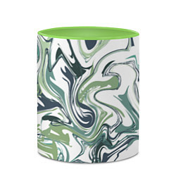 Кружка 3D Зеленый мрамор Абстрактный узор с прожилками и раз, цвет: 3D-белый + светло-зеленый — фото 2