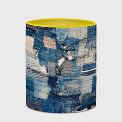 Кружка 3D Patchwork Jeans Осень Зима 2023, цвет: 3D-белый + желтый — фото 2