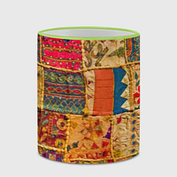 Кружка 3D Пэчворк Лоскутное одеяло Patchwork Quilt, цвет: 3D-светло-зеленый кант — фото 2