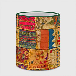 Кружка 3D Пэчворк Лоскутное одеяло Patchwork Quilt, цвет: 3D-зеленый кант — фото 2