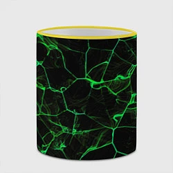Кружка 3D Абстракция - Черно-зеленый фон - дым, цвет: 3D-желтый кант — фото 2