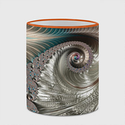 Кружка 3D Fractal pattern Spiral Серебристый фрактал спираль, цвет: 3D-оранжевый кант — фото 2