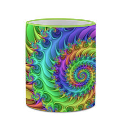 Кружка 3D Красочная фрактальная спираль Узор Colorful fracta, цвет: 3D-светло-зеленый кант — фото 2