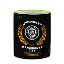 Кружка 3D Лого Manchester City и надпись Legendary Football, цвет: 3D-светло-зеленый кант — фото 2