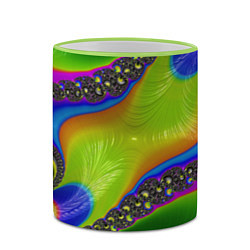 Кружка 3D Кислотный фрактал Абстракция, цвет: 3D-светло-зеленый кант — фото 2