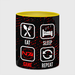 Кружка 3D Eat, Sleep, Mass Effect, Repeat, цвет: 3D-белый + желтый — фото 2