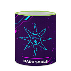 Кружка 3D Символ Dark Souls Sun в неоновых цветах на темном, цвет: 3D-светло-зеленый кант — фото 2