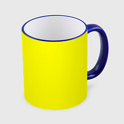 Кружка 3D Однотонный неоновый лимонный желтый тон, цвет: 3D-синий кант
