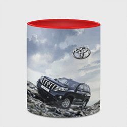 Кружка 3D Toyota Land Cruiser Prado на скальных камнях Mount, цвет: 3D-белый + красный — фото 2