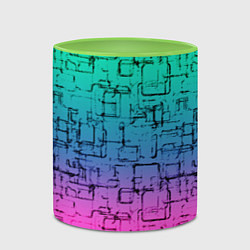 Кружка 3D Абстрактный узор на розово-бирюзовом градиентном ф, цвет: 3D-белый + светло-зеленый — фото 2