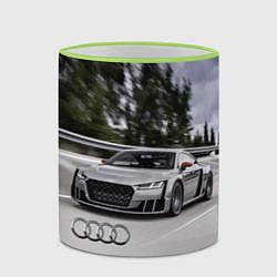 Кружка 3D Ауди на скоростном шоссе Audi on the expressway, цвет: 3D-светло-зеленый кант — фото 2