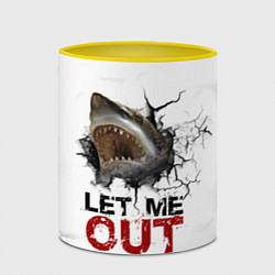 Кружка 3D Акула Let me out - пасть акулы, цвет: 3D-белый + желтый — фото 2