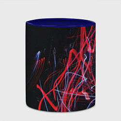 Кружка 3D Неоновые лучи в абстракции - Красный и синий, цвет: 3D-белый + синий — фото 2