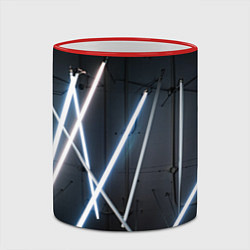 Кружка 3D Неоновые лампы во тьме - Голубой, цвет: 3D-красный кант — фото 2