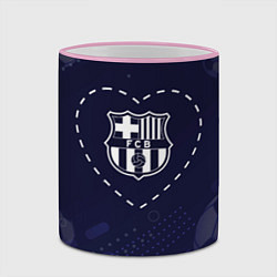 Кружка 3D Лого Barcelona в сердечке на фоне мячей, цвет: 3D-розовый кант — фото 2