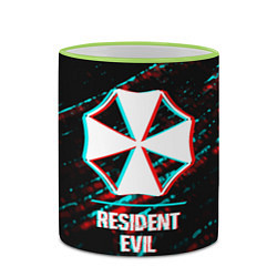 Кружка 3D Resident Evil в стиле Glitch Баги Графики на темно, цвет: 3D-светло-зеленый кант — фото 2