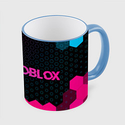 Кружка 3D Roblox Neon Gradient, цвет: 3D-небесно-голубой кант