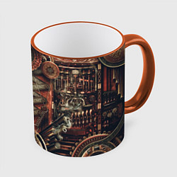 Кружка 3D Mechanical device in Steampunk Retro style, цвет: 3D-оранжевый кант