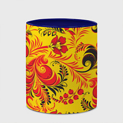 Кружка 3D Хохломская Роспись Цветы, цвет: 3D-белый + синий — фото 2