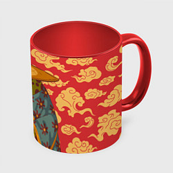 Кружка 3D Старая самурайская лягуха, цвет: 3D-белый + красный