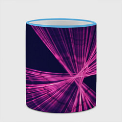 Кружка 3D Неоновое множество лучей - Розовый, цвет: 3D-небесно-голубой кант — фото 2