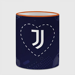 Кружка 3D Лого Juventus в сердечке на фоне мячей, цвет: 3D-оранжевый кант — фото 2