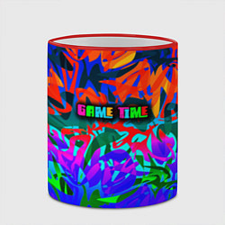 Кружка 3D Game time Абстрактный пятнистый узор, цвет: 3D-красный кант — фото 2
