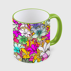 Кружка 3D COLORED LILIES, цвет: 3D-светло-зеленый кант