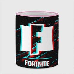 Кружка 3D Fortnite в стиле Glitch Баги Графики на темном фон, цвет: 3D-розовый кант — фото 2