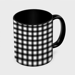 Кружка 3D Black and white trendy checkered pattern, цвет: 3D-белый + черный