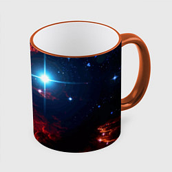 Кружка 3D Яркая звезда в космическом пространстве, цвет: 3D-оранжевый кант