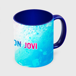 Кружка 3D Bon Jovi Neon Gradient, цвет: 3D-белый + синий