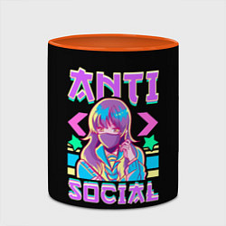 Кружка 3D Anti Social Антисоциальный, цвет: 3D-белый + оранжевый — фото 2
