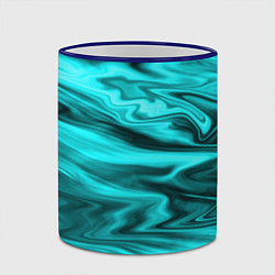 Кружка 3D Неоновый бирюзовый мраморный узор, цвет: 3D-синий кант — фото 2