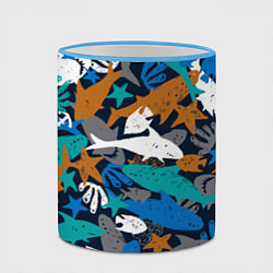 Кружка 3D Акула и другие обитатели океана, цвет: 3D-небесно-голубой кант — фото 2