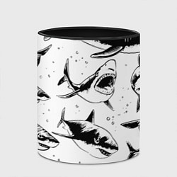 Кружка 3D Кровожадные акулы - стая, цвет: 3D-белый + черный — фото 2
