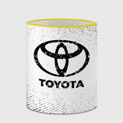 Кружка 3D Toyota с потертостями на светлом фоне, цвет: 3D-желтый кант — фото 2