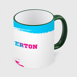 Кружка 3D Everton neon gradient style: надпись и символ, цвет: 3D-зеленый кант