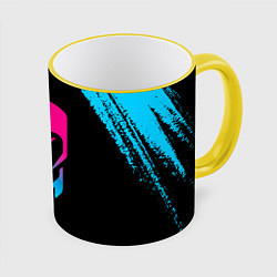 Кружка 3D David Bowie - neon gradient, цвет: 3D-желтый кант